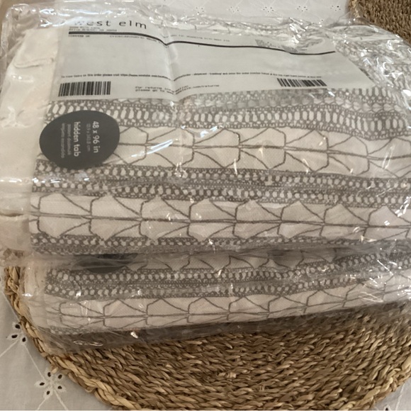 West Elm Echo Print. 2 gray and cream curtains - Picture 2 of 14